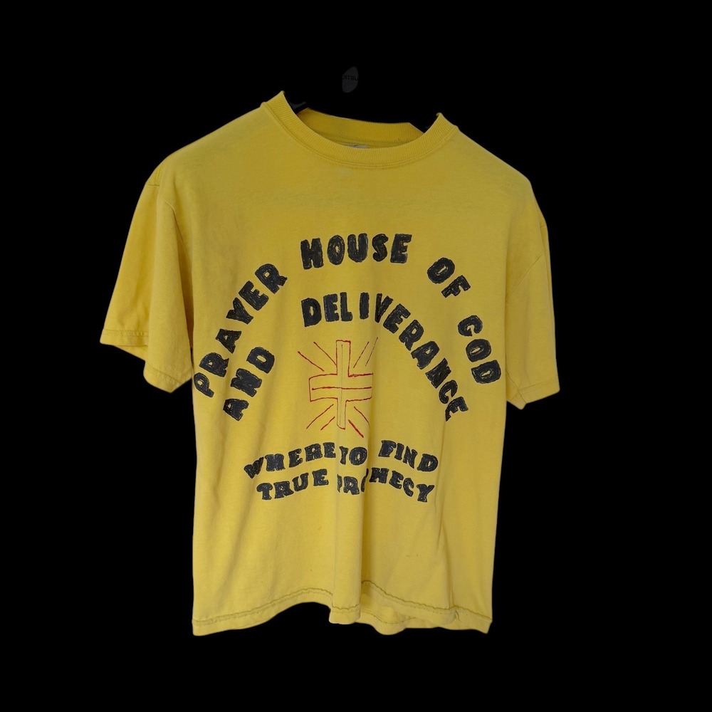 Vintage 90's Prayer House of God Deliverance Custom T-Shirt Yellow XL Mens